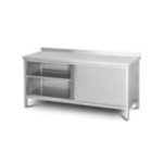 Skapītis ar sienas malu 180 cm ar nerūsējošā tērauda darba virsmu ar bīdāmām durvīm