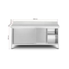 Skapītis ar sienas malu 180 cm ar nerūsējošā tērauda darba virsmu ar bīdāmām durvīm 2