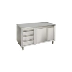 Skapītis-kabinets ar atvilktnēm 180 cm ar atvilktnēm un nerūsējošā tērauda darba virsmu