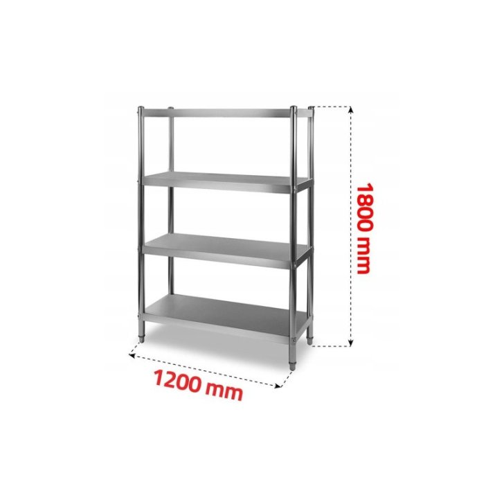 Gastronomijas plaukts 120x180 cm no nerūsējošā tērauda