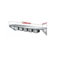 Gastronomijas plaukts 120 cm ar 5 GN 1/4 konteineriem no nerūsējošā tērauda 2