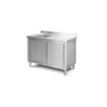 Darba galds ar izlietni 120 cm no nerūsējošā tērauda ar notekpaplāti un sienas malu