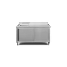 Darba galds ar izlietni 150 cm no nerūsējošā tērauda ar notekpaplāti un sienas malu 2