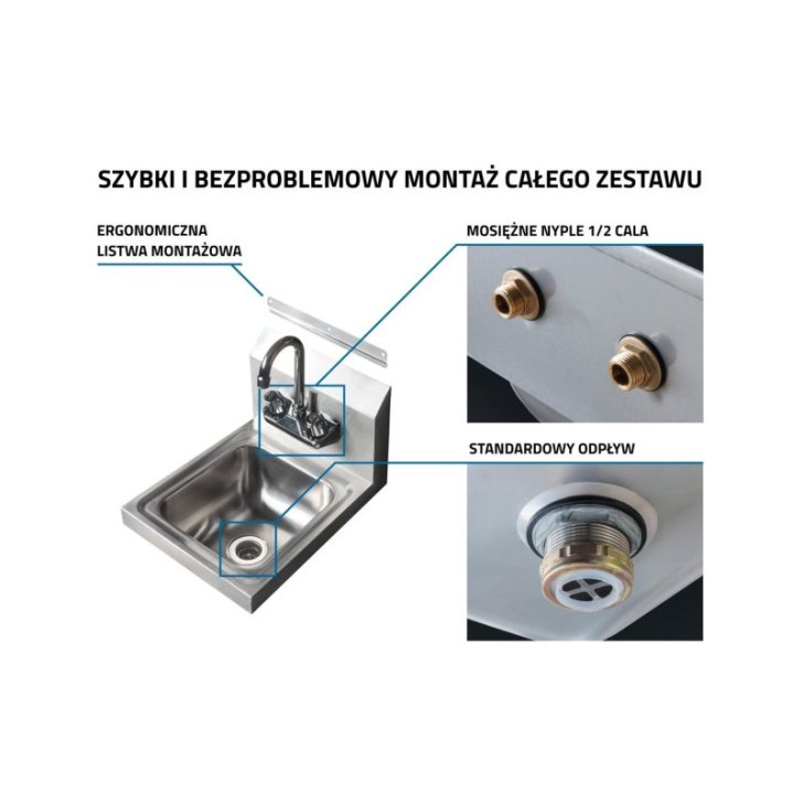 Izlietne-baseins 30x40 cm no nerūsējošā tērauda ar maisītāju, piekaramā izlietne