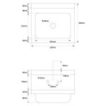 Izlietne-baseins 43x39 cm no nerūsējošā tērauda ar maisītāju, piekaramā izlietne