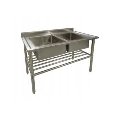 Divu nodalījumu izlietne 100 cm, 90 litri, vanna no nerūsējošā tērauda ar regulējamu plauktu