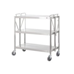 Oficianta ratiņi, saliekamie, no nerūsējošā tērauda, 90x50 cm, 90 kg, riteņi ar bremzēm