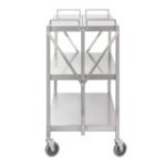 Oficianta ratiņi, saliekamie, no nerūsējošā tērauda, 90x50 cm, 90 kg, riteņi ar bremzēm