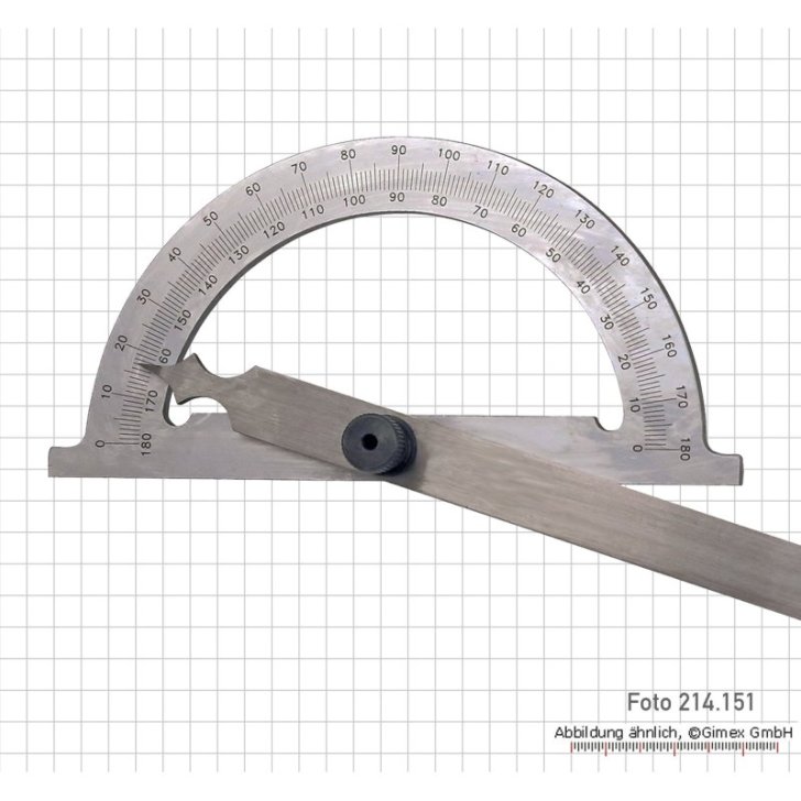 Leņķmērs Gimex 0 - 180°, 250 x 500 mm